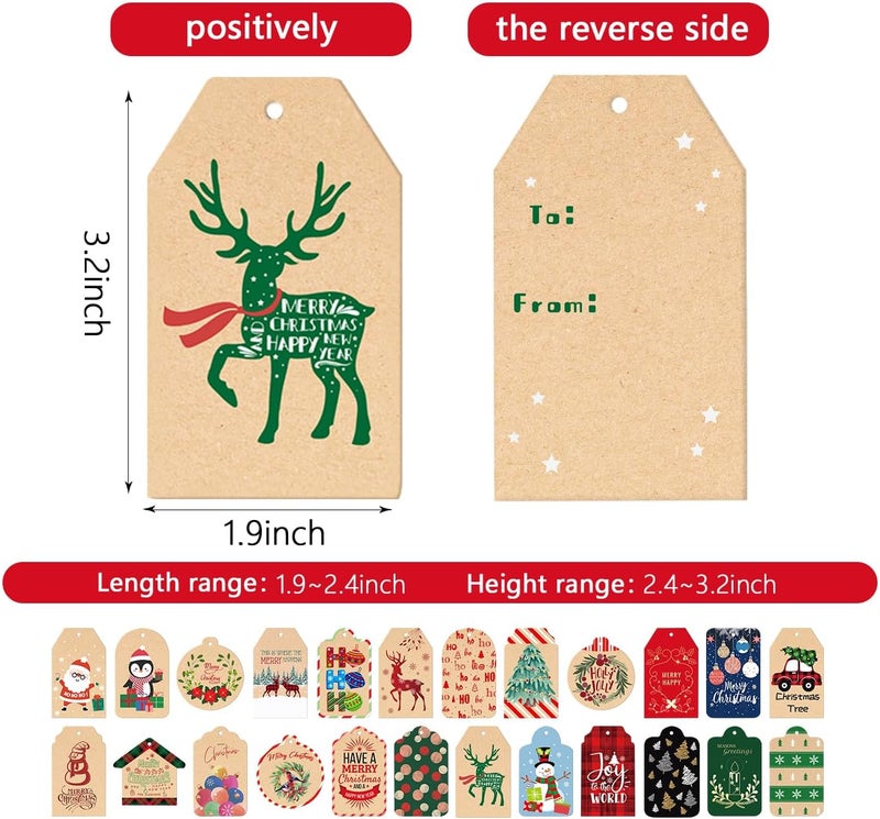 Nimbbex 72pc 24Style Personalized Gift Tags for Christmas Presents with seasons-ready designs - Image 3